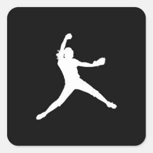 Fastpitch Silhouette Sticker Zwart