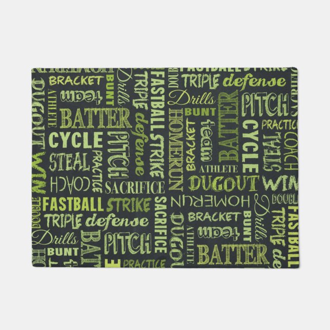 Fastpitch Softball Chalkboard Termen Deurmat (Voorkant)