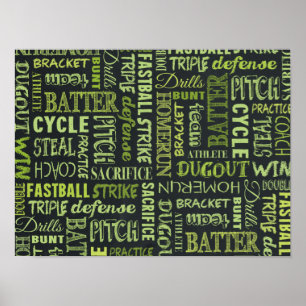 Fastpitch Softball Chalkboard Termen Poster