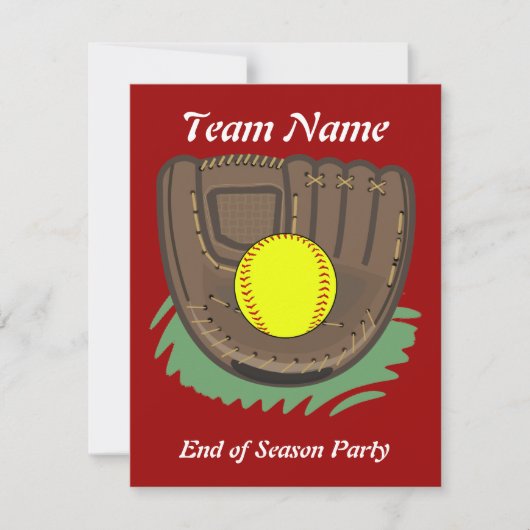 Fastpitch Softball Glove Invitations Kaart (Voorkant)