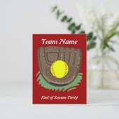 Fastpitch Softball Glove Invitations Kaart (Staand voorkant)