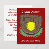 Fastpitch Softball Glove Invitations Kaart (Voorkant / Achterkant)