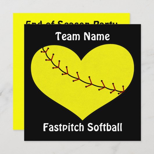 Fastpitch Softball Heart Invitations (Devant / Derrière)