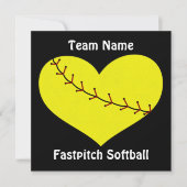 Fastpitch Softball Heart Invitations (Devant)