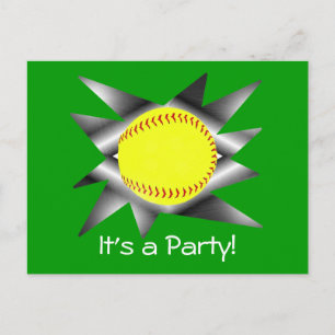Fastpitch Softball Party Invitation Uitnodiging Briefkaart