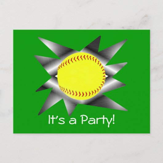 Fastpitch Softball Party Uitnodiging (Voorkant)