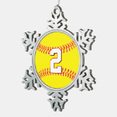 Fastpitch Softball Player Custom Jersey Number Tin Sneeuwvlok Ornament (Rechts)