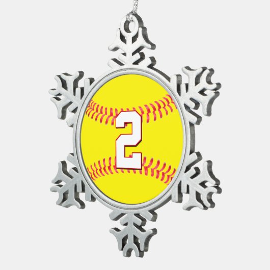 Fastpitch Softball Player Custom Jersey Number Tin Sneeuwvlok Ornament (Rechts)