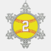 Fastpitch Softball Player Custom Jersey Number Tin Sneeuwvlok Ornament (Voorkant)