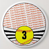 Fastpitch Softball Player Custom Photo and Number Ronde Button 6,0 Cm (Voorkant)