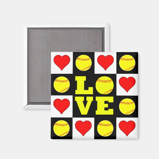 Fastpitch Softball Player LOVE Cute Decorative Magneet (Voorkant / Achterkant)