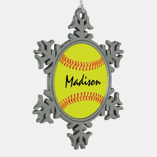 Fastpitch Softball Snowflake kerstversiering Tin Sneeuwvlok Ornament (Links)