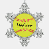 Fastpitch Softball Snowflake kerstversiering Tin Sneeuwvlok Ornament (Voorkant)