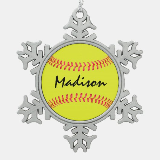 Fastpitch Softball Snowflake kerstversiering Tin Sneeuwvlok Ornament (Voorkant)