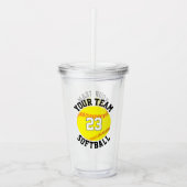 Fastpitch Softball Team Name & Player Number Sport Acryl Drinkbeker (Voorkant)