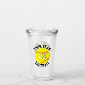Fastpitch Softball Team Name & Player Number Sport Acryl Drinkbeker (Achterkant)