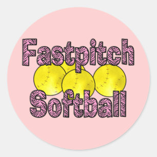 Fastpitch Softball Zebra Stijl Ronde Sticker