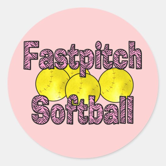 Fastpitch Softball Zebra Stijl Ronde Sticker (Voorkant)