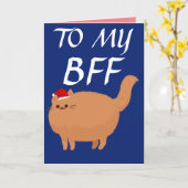 FAT CAT BEST FRIEND BFF CHRISTMAS-KAARTEN KAART (Gele Bloem)