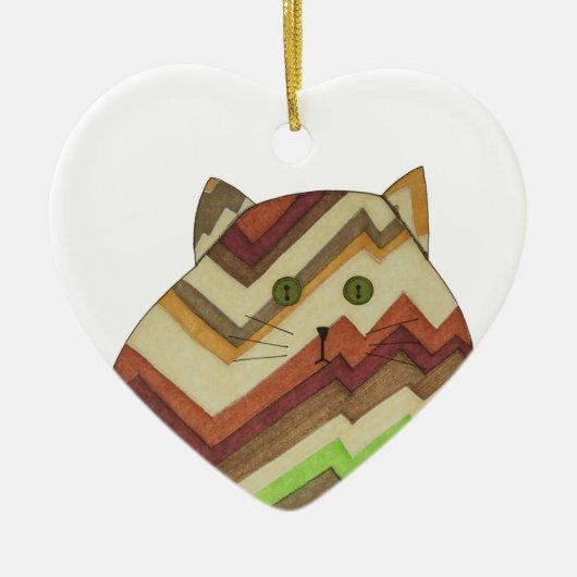 Fat Cat Ceramic Ornament (Voorkant)