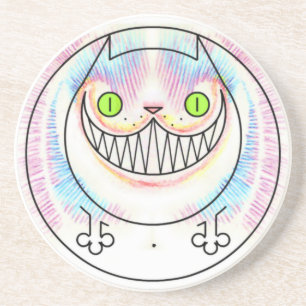 Fat Cat met Cheshire Cat Grin Sandstone Onderzette Zandsteen Onderzetter