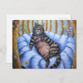 Fat Cat Reclining Briefkaart (Voorkant / Achterkant)