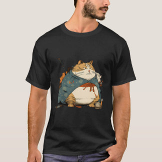 Fat Cat Samurai Japans Ukiyo E Stijl T-shirt