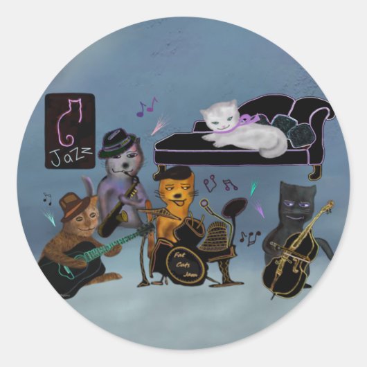 Fat Cats Jam Ronde Sticker (Voorkant)
