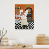 Fat Chef pizzableau kunst aan de muur Poster (Keuken)