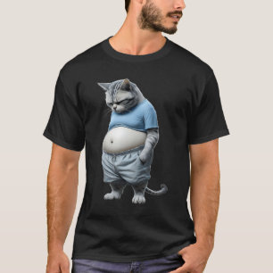 Fat Kitten Chubby Cat in Sportswear Gevoel van een T-shirt