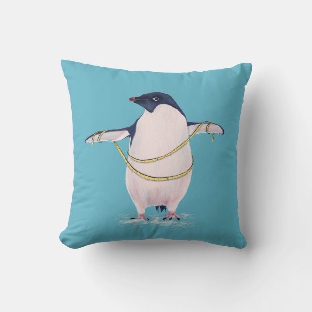 Fat Penguin in Diet Cute Funny Bird Kussen (Voorkant)