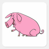 Fat Pink Pig Vierkante Sticker (Voorkant)