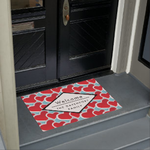 Fat Red Hearts Herhalend Patroon Cute Welcome Deurmat