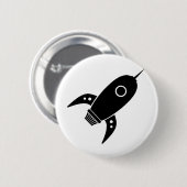 Fat Retro Rocket Shiket Black Ronde Button 5,7 Cm (Voorkant /achterkant)