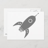 Fat Retro Rocket Ship Gray Briefkaart (Voorkant / Achterkant)