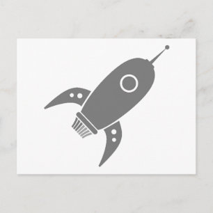 Fat Retro Rocket Ship Gray Briefkaart