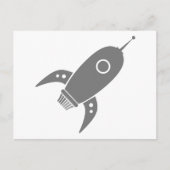 Fat Retro Rocket Ship Gray Briefkaart (Voorkant)