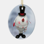 Fat Round Funny Tin Snowman Keramisch Ornament (Rechts)