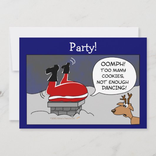 Fat Stuck Santa Funny kerstdanserende Cartoon Kaart (Voorkant)