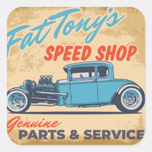 Fat Tony's Speed Shop Vierkante Sticker (Voorkant)