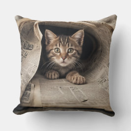 fatastick cat Throw Pillow Kussen