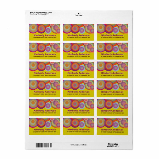 fatatine RegenboogPop Circles Adresetiketten Etiket (Full Sheet)