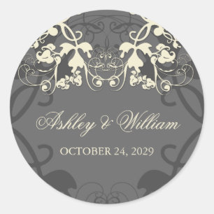 fatfatin Floral Flourish White Wedding Sticker