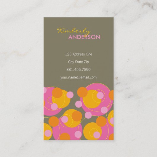 fatfatin Retro Juicy Pink Stippen Groovy Profile C Visitekaartje (Voorkant)