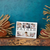 FATHER 6 Photo Collage Gray Custom Text 5x7 Plaque Fotoplaat (Zijkant)