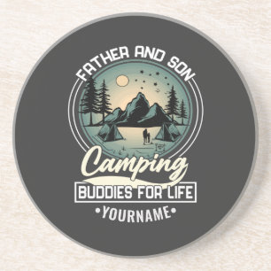 Father And Son Camping Buddies For Life Zandsteen Onderzetter