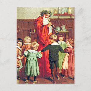 Father Christmas Blowing The Horn Briefkaart