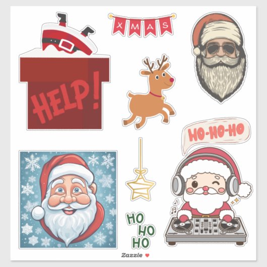 Father Christmas Merry Christmas Sticker Set (Vel)