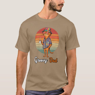 Father Day's Cat Dad Edition Groovy Dad T-shirt