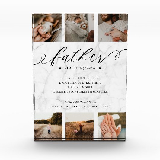 Father Dictionary Definition Photo Collage Marble Fotoblokken (Voorkant)